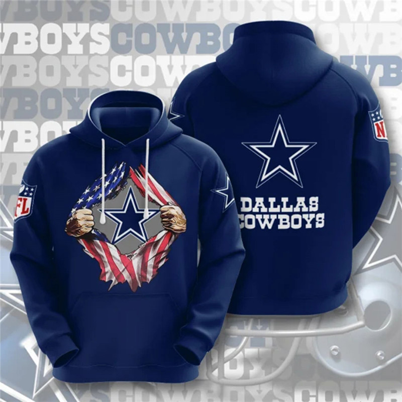 Men's Dallas Cowboys Blue NFL 3D Trending T-Shirt Hoodie